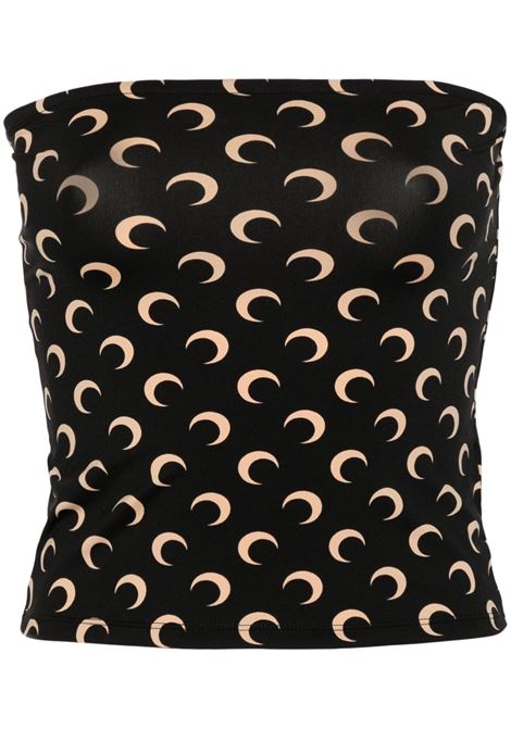 moon printed jersey bustier top black an beige MARINE SERRE | WTS011ACJER0001IT99